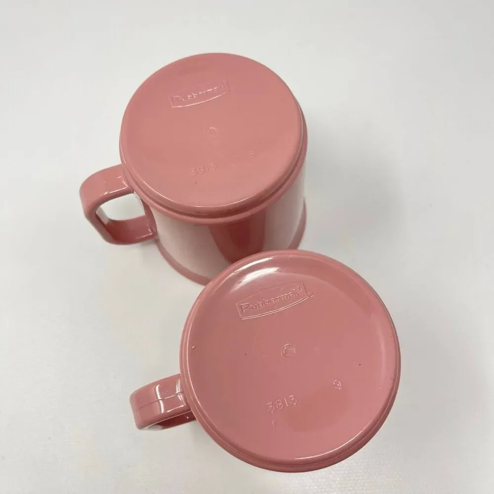 Rubbermaid Melamine Plastic Pink Dusty Rose 10 Ounce Coffee Cups #3813 Lot of 2